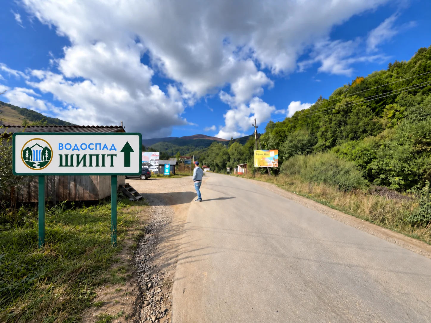 Візуалізація дорожнього вказівника до водоспаду Шипіт